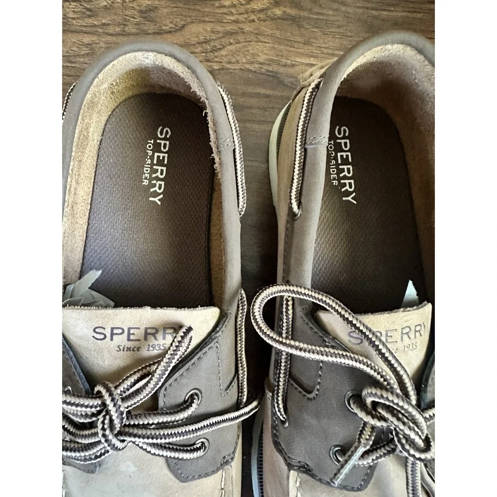 SPERRY TOP-SIDER Boys Size 7M LEEWARD SAHARA BOAT SHOES BROWN Leather
